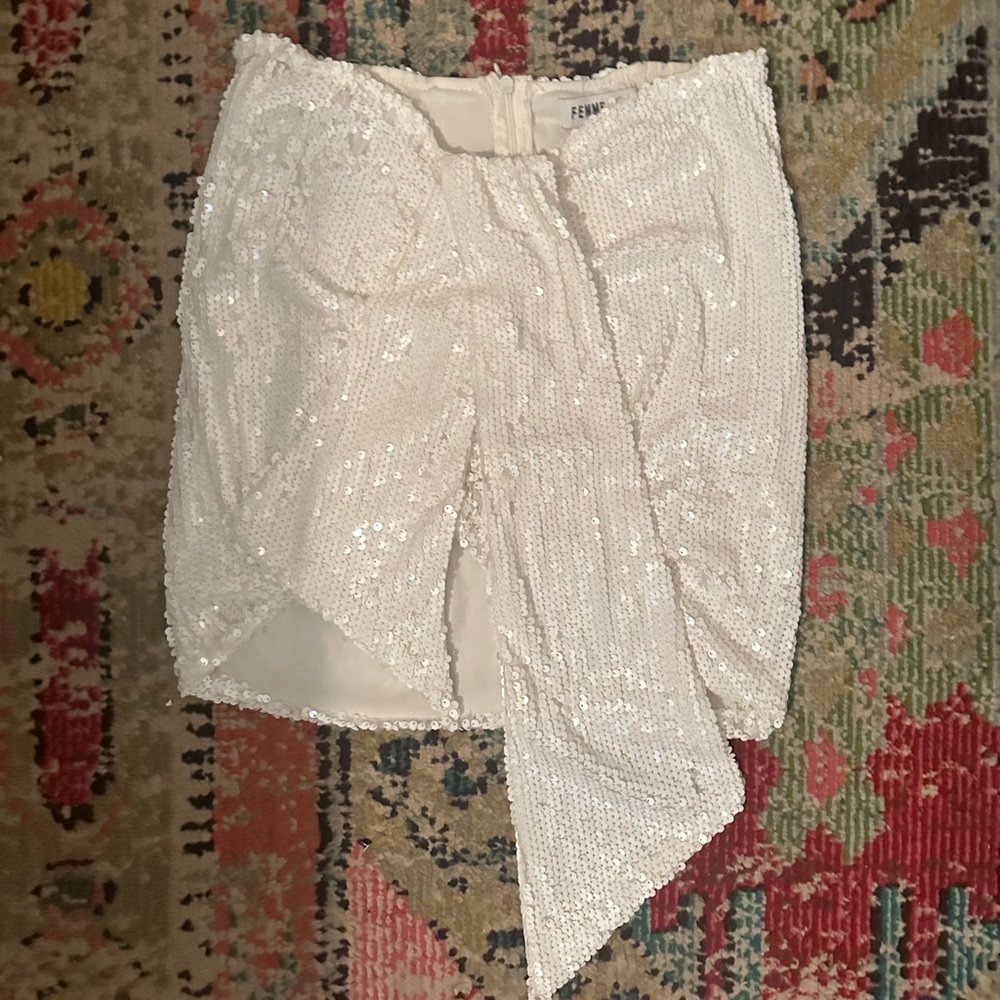 White sequence, mini skirt